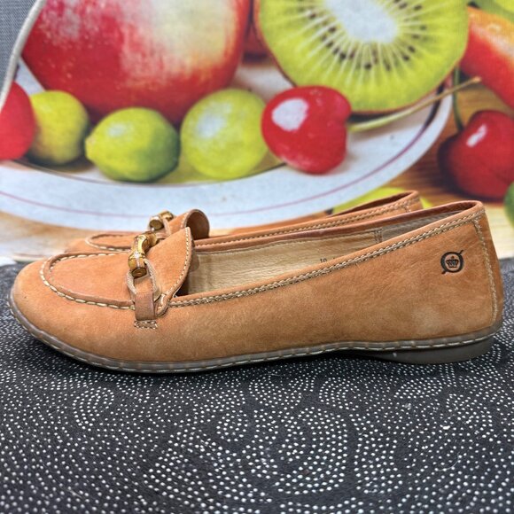 Born Womens Leather Loafers Size 10 Bamboo Accent Handcrafted - Picture 1 of 11
